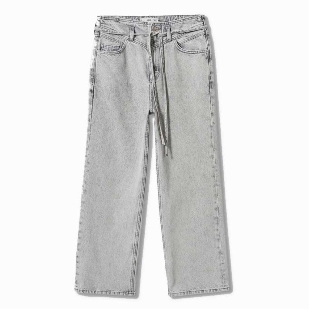 Mango Light Grey Bow Cotton Jeans/Culottes - Size 34